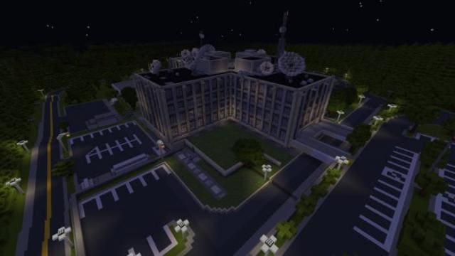 Вид на большое здание в игре