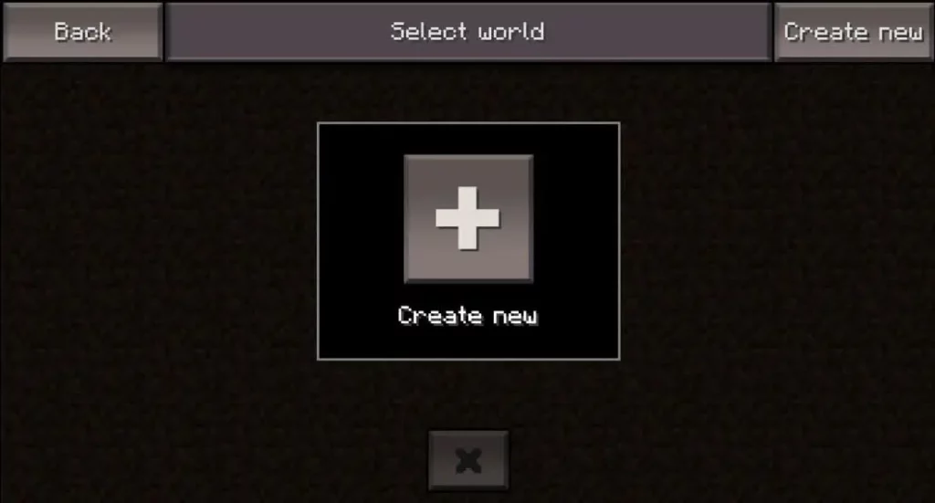Экран создания игрового мира