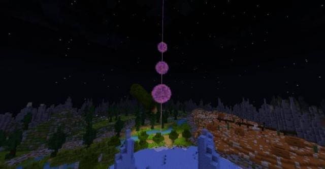3 фиолетовые сферы в небе
