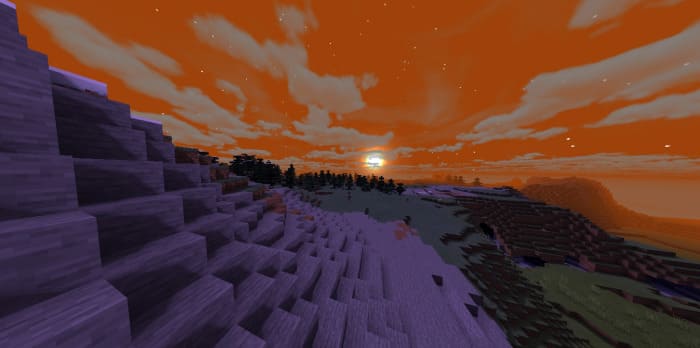 Оранжевый закат и каменная гора