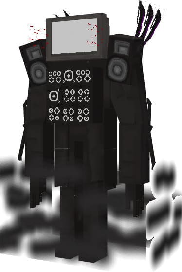 Титан-спикермен с темными частицами вокруг модельки